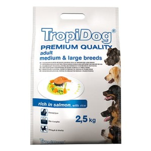 TROPIDOG PREMIUM  ADULT M&L - SALMON & RICE 2,5 kg