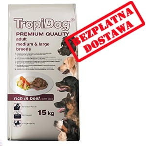 TROPIDOG PREMIUM  ADULT M&L - BEEF & RICE 12kg