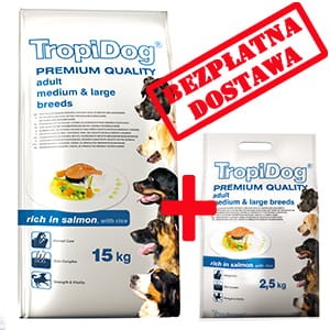 TROPIDOG PREMIUM  ADULT M&L - SALMON & RICE 12+2,5 kg