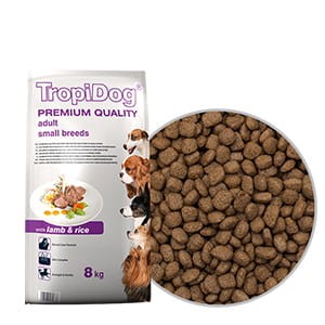 TROPIDOG PREMIUM ADULT SMALL  BREEDS - LAMB & RICE 8kg