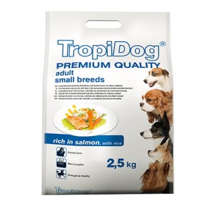 TROPIDOG PREMIUM ADULT SMALL  BREEDS - SALMON & RICE 2,5kg 